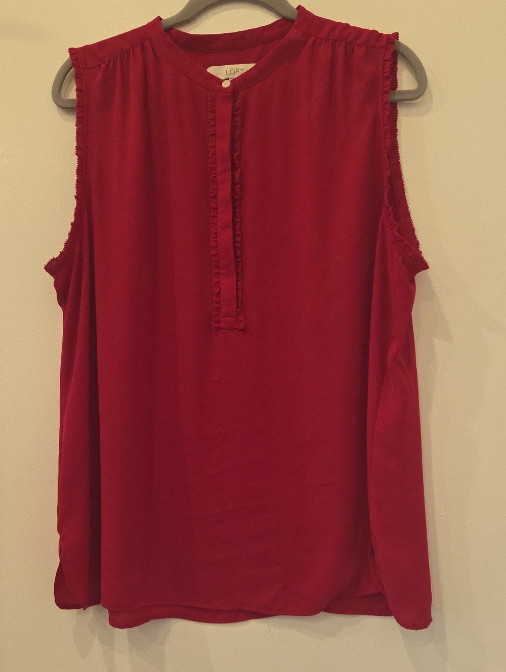 LOFT Hot Pink Sleeveless Ruffle-Trim Camisole